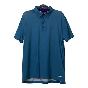 Chervo 44 Mens Blue Melange Sunblock Short Sleeve Pullover Golf Polo Shirt
